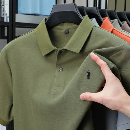 100% pure cotton men's breathable short-sleeved T-shirt, luxury brand embroidered loose casual summer fashion business Paul polo