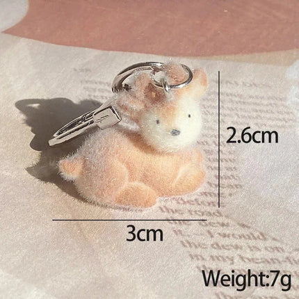 Flocking Animal Dog Cat Pendant Cute Keychain Keyring Bag Earphone Car Keychain Decor Keychains Accessories Phone Chain Lanyard