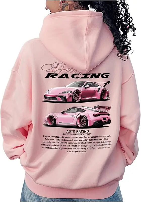 2025 Unisex Printed Hoodie Loose Drawstring Long Sleeve Letter Car Print High-Quality Comfortable Classic Retro Sportswear