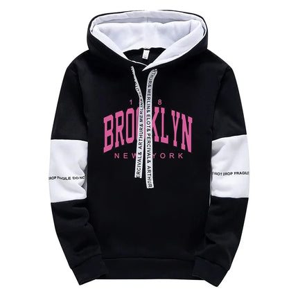 Booklyn Print Hoodies for Woman Urban Casual Fashion Tracksuit Hooded Sweaatshirt Sweatpants Home Outdoor Comfort Pullover