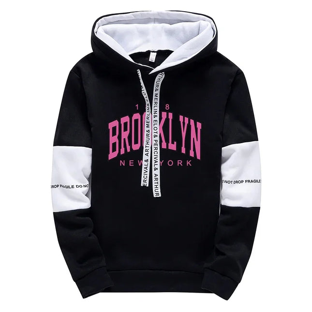 Booklyn Print Hoodies for Woman Urban Casual Fashion Tracksuit Hooded Sweaatshirt Sweatpants Home Outdoor Comfort Pullover