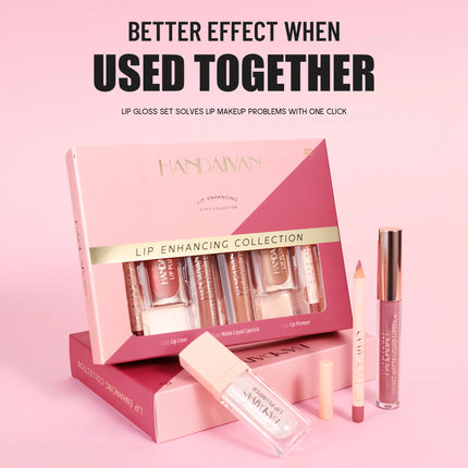 HANDAIYAN 6-Piece Matte Long-Lasting Color Moisturizing Waterproof Lip Liner Set Lip Liner + Lip Gloss + Lip Lacquer Set