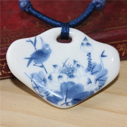 Miredo jewelry wholesale ceramic retro style necklaces women's pendant artware rope chain boondoggle #1119