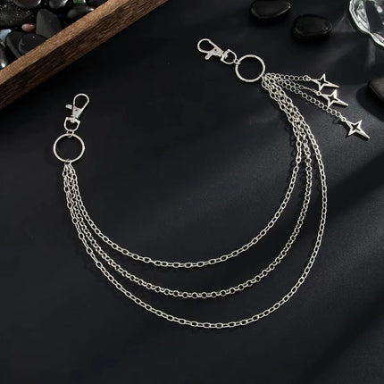 Fashion Punk Multilayer Metal Star Pendant Pant Chain Hip Hop Waist Keychain Jeans Chain Women Trendy Jewelry Accessories Gifts