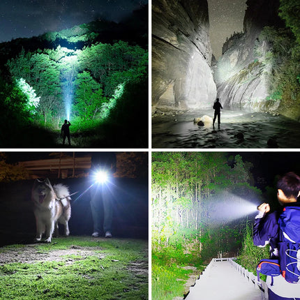 Super Bright Rechargeable LED Flashlight White Laser Flashlights High Power With Pen Clip Torch Power Bank Tactical Flashlight