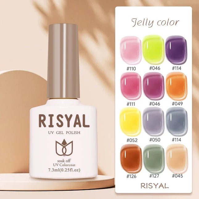 Jelly Transparent Ice Through Gel Nail Polish Pink Skin Color Semi Permanent Manicure Top Coat Soak Off UV Gel Varnish Nail Art