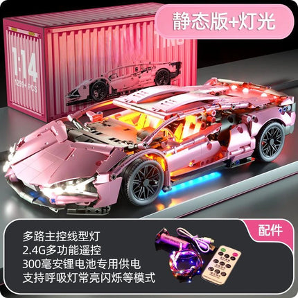 1299 PCS Tech 1:14 Pink Racing Sports car building blocks Assemble brick car toys for girls birthday presents Christmas presents