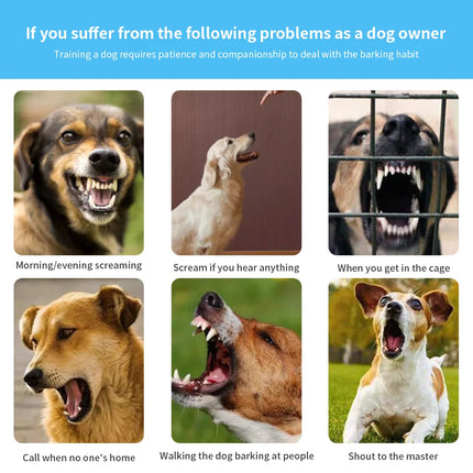 Automatic Anti-Bark Dog Training Collar Type-C Rechargeable Dog Trainer Electric Shock Vibration Buzzer Waterproof