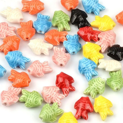 10Pcs Retro Small Fish Beads Charms Ceramic Spacer Loose Beads For Jewelry Making DIY Bracelet Accessories ﻿