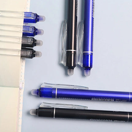 0.5mm Retractable Erasable Gel Pens Set with Refills Black Blue Gel Ink Built-in Eraser Office Supplies Exam Stationery Kit