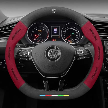 For Volkswagen Passat Golf 5 GTI Beetle Tiguan Touareg Polo T-ROC T-Cross Magotan Jeeta Car Suede Anti-Slip Steering Wheel Cover