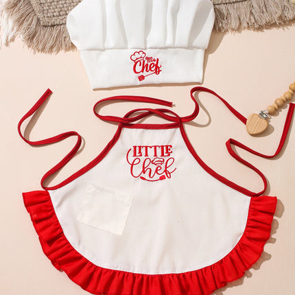 Ylsteed 2Pcs Newborn Embroidered Photography Clothes Girls Boys Aprons Chef Hats Suitable For Taking Pictures Little Chefs-HD