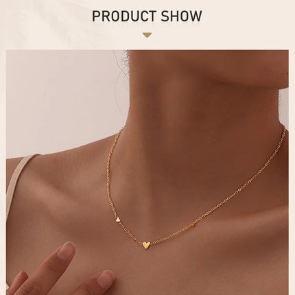316L Stainless Steel Mini Heart Clavicle Chain Choker Necklace Women Chain Necklace Simple Jewelry