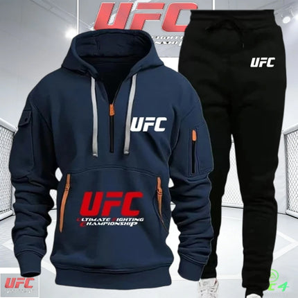2026 New UFC Combat Cap Sport Shirt + Two-Piece Long Pants Fall/Winter Fashion Casual Outdoor Warmth and Protection Shirt - Fast