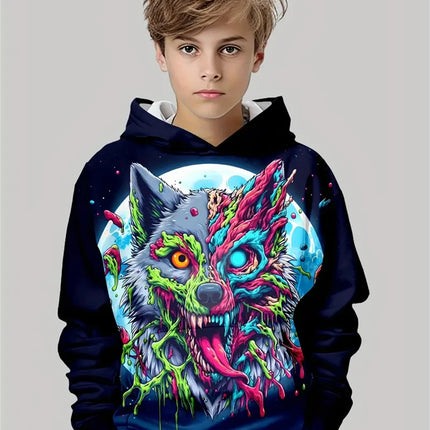 Child Sweatshirt Boys' Fashion Motocross Racing 3D Printed Casual Hoodie Long Sleeve Polyester Sport Tops Pullover Kids Clothes