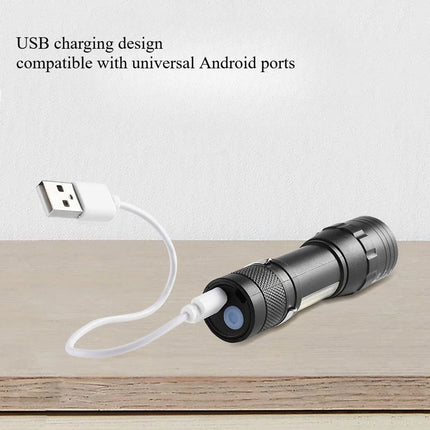 USB Rechargeable Mini Flashlight COB+XPE Portable Built-in Battery Zoomable Small Torch 3 Mode Camping Emergency Flashlights