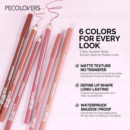 1 Pcs Perfect Matte Lip Liner Pencil, Define Lip Lines, Easy To Slide, Natural Lip Tones, Red & Pink Colors Lipstick Pen