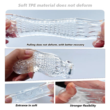 Male Masturbator Transparent Jelly Artificial Vaginal Real Pussy for Men Penis Exerciser Cock Enlarger Suck Sex Toys Erotic 18+