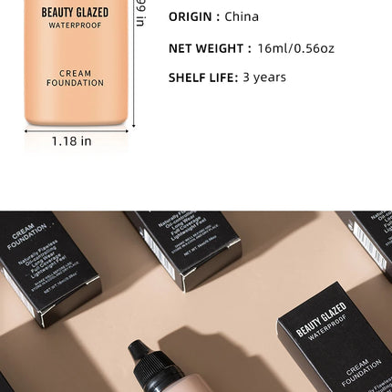 Flawless All Day: 9 Color Waterproof Concealer Foundation For Women Makeup Full Coverage Long Lasting Moisturizing