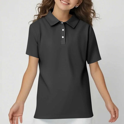 Children's Solid Color Polo Shirt Fashion Sports T-shirt Girl Lapel Casual And Comfortable Short Sleeves Tops