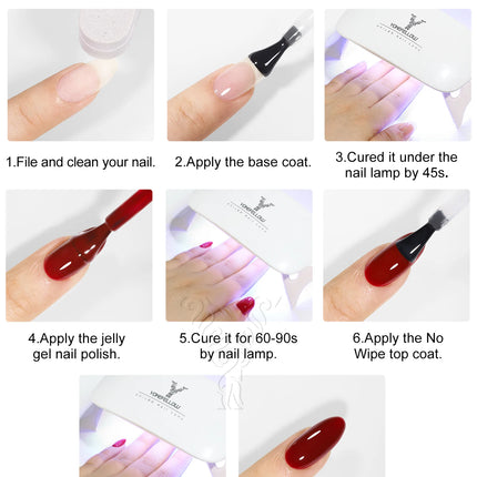 YOKEFELLOW 10ml Jelly Nude Gel Nail Polish High Quality Translucent Pink Nail Gel Varnish Soak Off UV Gel Polish Long Lasting