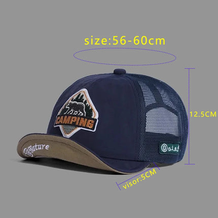 Big Size Short Visor Baseball Cap Breathable Dad Mesh 5 panel Caps Men Adjustable Bone Trucker Hat Outdoor Flat Brim Running Hat