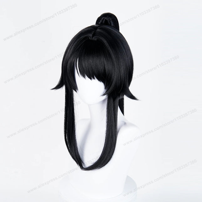 Ayano Aishi  Cosplay Synthetic Wig Woman Hair 53cm Black Ponytail Anime Heat Resistant Wigs