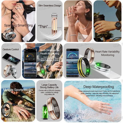 Gesture Sensing Smart Ring Health Monitor Smart Ring Outdoor Waterproof Ring Real HRV Monitor Heart Rate Blood Oxygen Sport Ring