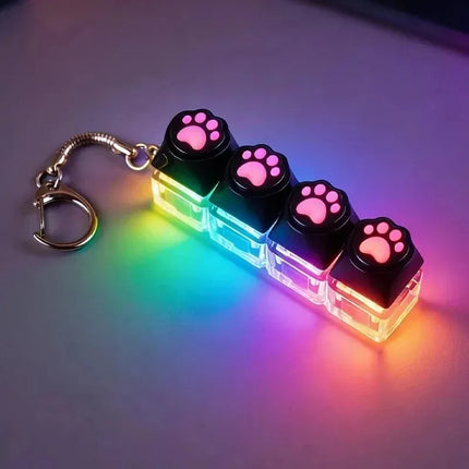 `Clickable Keyboard Keychain LED Light - Stress Anxiety Relief Fidget Toy, Portable Desktop Accessory for Office Decoration Gift