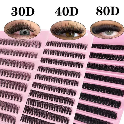 3D Mink Effect Segmented False Eyelashes Mixed Length 8-16mm Fake Eyelash Set Soft Fluffy Reusable Invisible Eyelashes Women