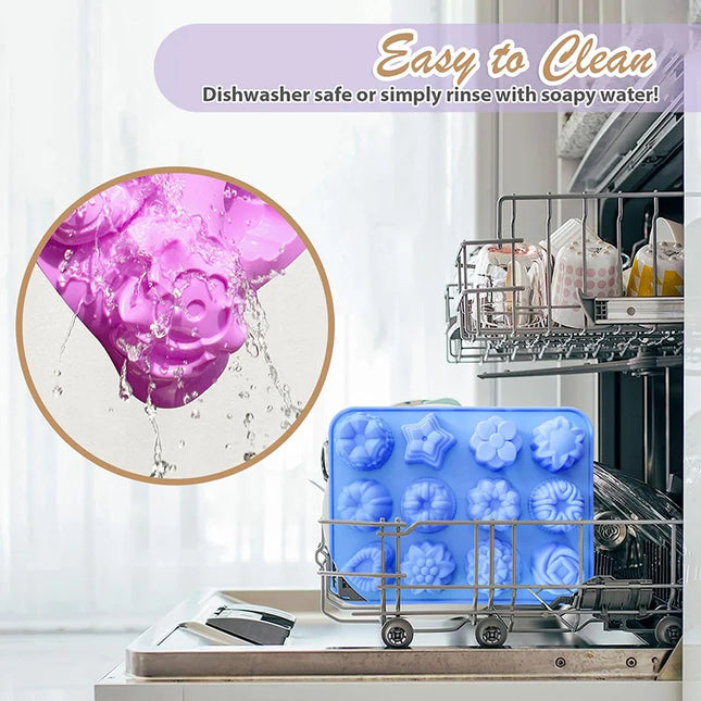 Silicone Flower Shapes Chocolate Ice Cube Jelly Blossom Rose Baking Tray Molds Unique Heart Star Food Grade Non-stick BPA free