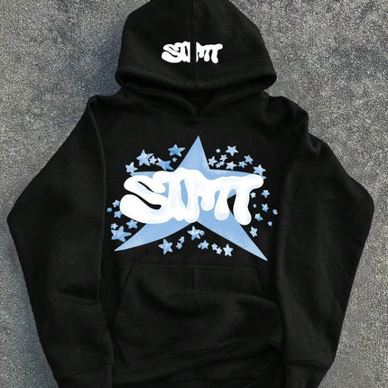 The new men's hooded sweatshirt for Spring and Autumn 2025 is casual fashionable and comfortable with 3D star pattern printing