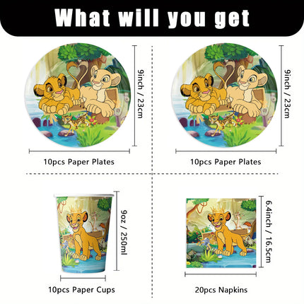 Lion King Simba Disposable Party Tableware Set Paper Plates Cups Napkins Optional Tablecloth Jungle Kids Birthday Party Supplies