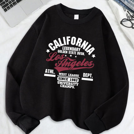 California Oakland Athletic Prints Sweatshirts Women Loose Comfortable Hoodies Fleece Warm Crewneck Tops Winter Sporty Clothes