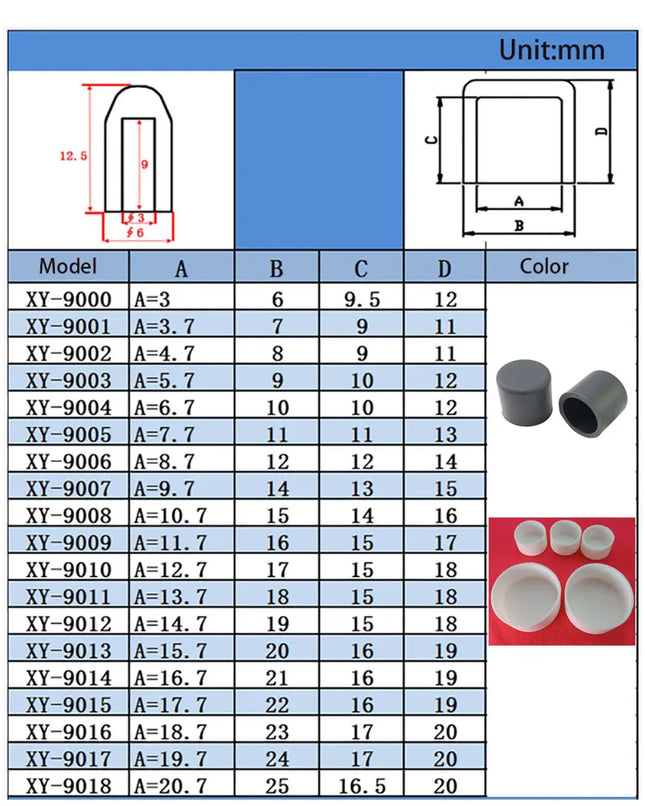 White/Black Silicone Rubber Round Caps Protection Gasket Dust Seal End Cover Caps For Pipe Bolt Furniture 3mm-78.5mm