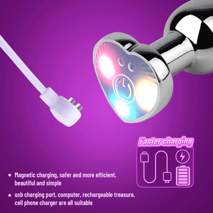 1PCS Heart-shaped Metal Vibrating Anal Plug Luminous Vibrating Anal Plug Remote Application Control Adult Couples Sex Toy
