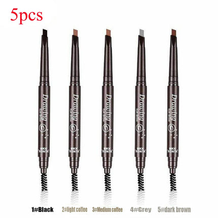 5 Colors Double Head Eyebrow Pencil Waterproof Long Lasting Sweat-proof Natural Wild Brows Shaping Drawing Easy Coloring Makeup
