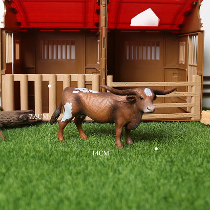 Simulation Texas Longhorn Bulls Musk OX Yak Cow Farm Animals Buffalo Calf Bull Model Figures  Home Decor Educational Toys
