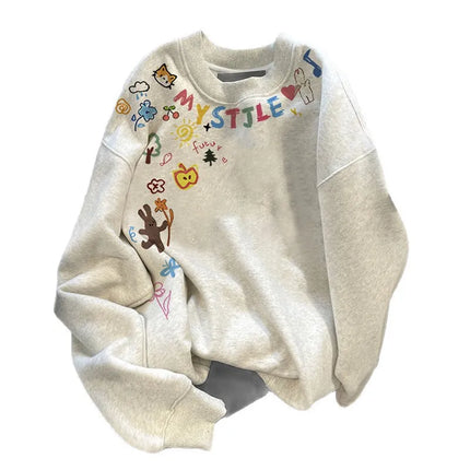 Thickened Long Sleeve Hoodie round Neck American Style Streetwear for Men And Women in Autumn And Winter 2025 Fashion Trend