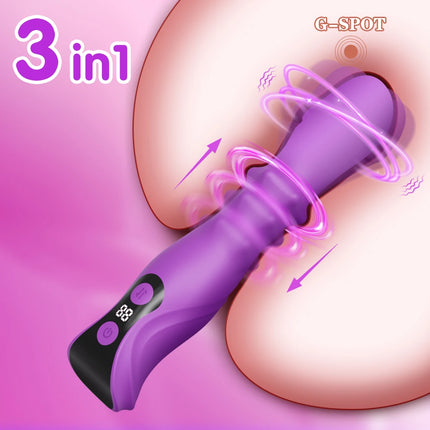Telescopic Swing Vibrator Women 3 in 1 Clitoris G Spot Stimulator Thrusting Beads Dildo Female Masturbation Adult Sex Toys