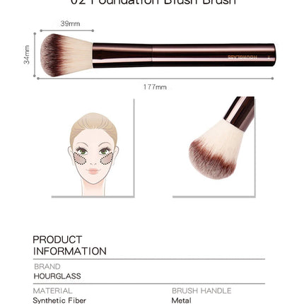 Hourglass Makeup Brush- No.2 Foundation/ Blush Brush Soft and Skin-friendly Fiber Hair Fashion Design Single Face Brush