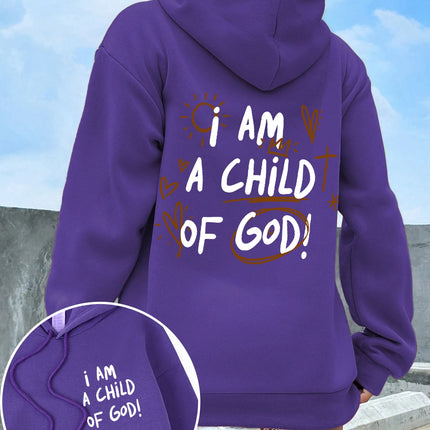 I Am A Child Of God Women Hoodie Street Casual Hooded Cartoons fur-liner Woman Hoodies S-XXL Pullover Clothing