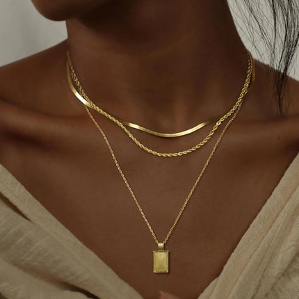 Layered Pedant Necklaces for Women Stackable 14K Real Gold Plated Silver Chain Necklace Layering Pendant Necklace Trendy Jewelry