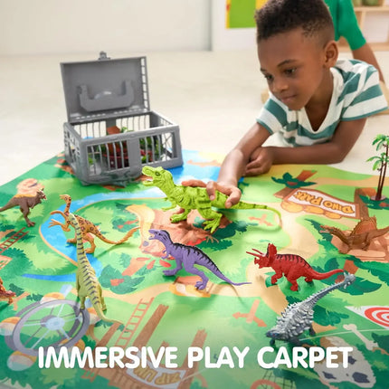 Joyfy 19 PCS Realistic Dinosaur Figures Toys with Activity Play Mat & Trees Dino Playset Toys for Kids 3-6 Year Birthday Gifts