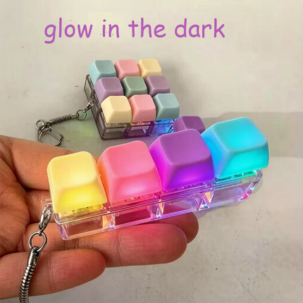 Decompression 4 / 9 Keyboard Key Toy Anti Stress Relief Finger Keychain ﻿Game Button Pinch Tester Office Desk Accessory