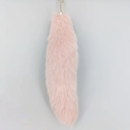 natural fox fur tail keychain furry 2024 chic y2k  beautiful accessory length 40 cm Car Keychains For Women