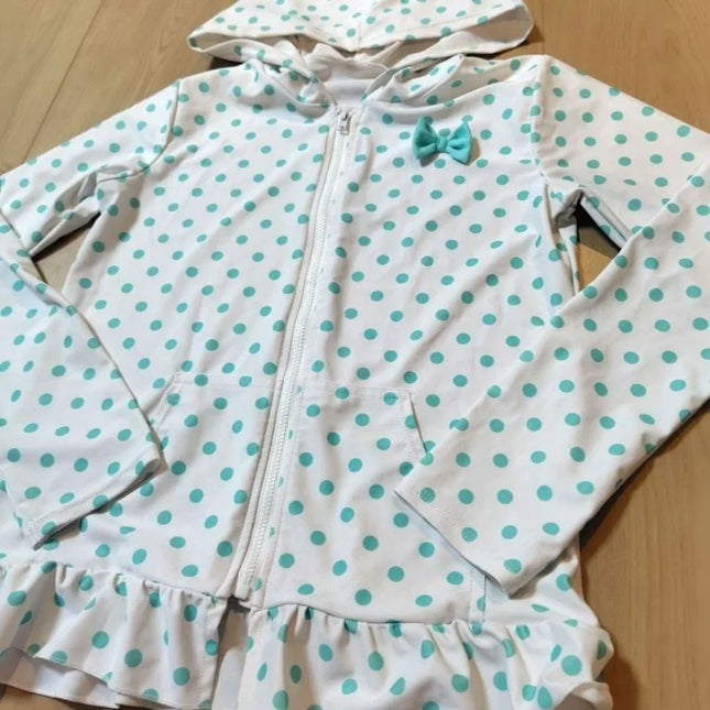 Japanese subculture Harajuku retro polka dot bow long-sleeved women's zip-up hooded sweatshirt American hot girl trendy top