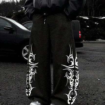 2026 High Street Pants Men Fashion Y2K Sweatpants New Harajuku Hip-Hop Trousers Spring Summer Printed Streetwear Wide-leg Pants