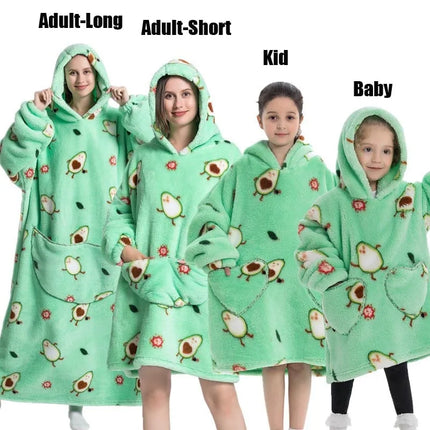 Plush Fleece Family Matching Hoodie Girl Sweatshirt Homewear Men Women Children Thick Pullover Oversize Winter Sherpa Blanket