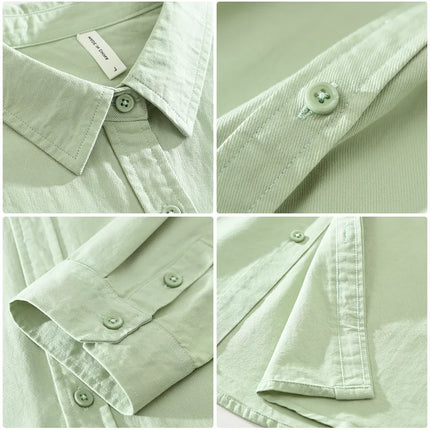 Men's Long-Sleeved Casual Shirt, Artistic Fresh Cotton Lapel Loose Shirt, Outdoor Camping Thin Coat, Cardigan Top